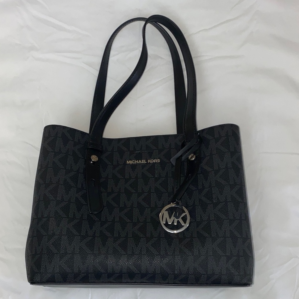 Michael Kors Black and Gray Signature Tote